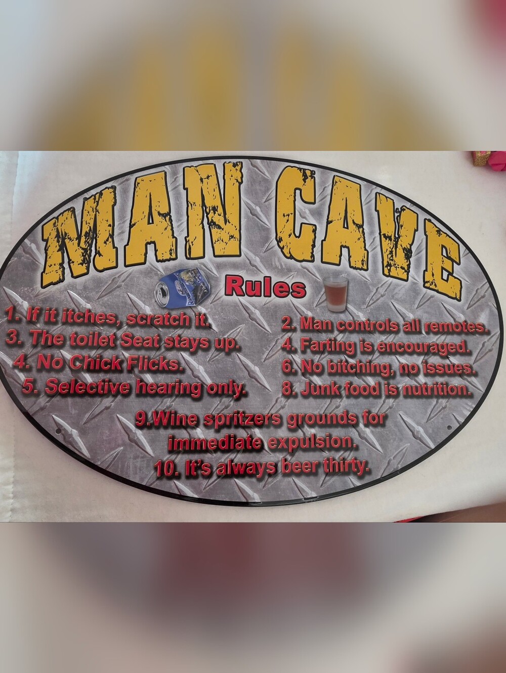 Tin Sign 12in x 17in-Man Cave Rules